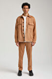 Süet Üst Bej Slim Fit Takım 23Fwm64027