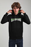 Kapüşonlu Siyah Slim Fit Hoodie 23FWM64058