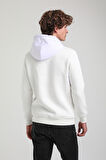 Kapüşonlu Ekru Slim Fit Hoodie 23FWM64059