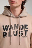 Kapüşonlu Bej Slim Fit Hoodie 23FWM64059