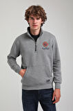 Gri Slim Fit Half-Zip Sweatshirt 23FWM64064
