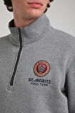 Gri Slim Fit Half-Zip Sweatshirt 23FWM64064