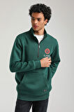 Yeşil Slim Fit Half-Zip Sweatshirt 23FWM64064