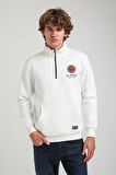 Ekru Slim Fit Half-Zip Sweatshirt 23FWM64064