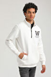 Ekru Slim Fit Half-Zip Sweatshirt 23FWM64065