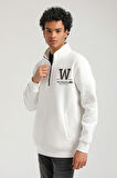 Ekru Slim Fit Half-Zip Sweatshirt 23FWM64065