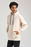 Kapüşonlu Ekru Slim Fit Hoodie 23FWM64041