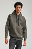 Kapüşonlu Haki Slim Fit Hoodie 23FWM64042
