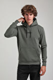 Kapüşonlu Haki Slim Fit Hoodie 23FWM64044