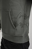 Kapüşonlu Haki Slim Fit Hoodie 23FWM64044