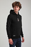 Kapüşonlu Siyah Slim Fit Hoodie 23FWM64046