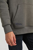 Kapüşonlu Haki Slim Fit Hoodie 23FWM64046