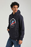Kapüşonlu Lacivert Slim Fit Hoodie 23FWM64049