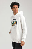 Kapüşonlu Ekru Slim Fit Hoodie 23FWM64049