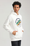 Kapüşonlu Ekru Slim Fit Hoodie 23FWM64049