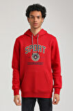 Kapüşonlu Kırmızı Slim Fit Hoodie 23FWM64052