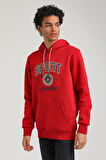 Kapüşonlu Kırmızı Slim Fit Hoodie 23FWM64052