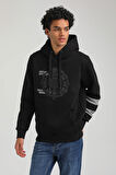 Kapüşonlu Siyah Slim Fit Hoodie 23FWM64054