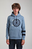 Kapüşonlu Mavi Slim Fit Hoodie 23FWM64054
