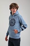 Kapüşonlu Mavi Slim Fit Hoodie 23FWM64054