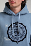 Kapüşonlu Mavi Slim Fit Hoodie 23FWM64054