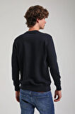 Bisiklet Yaka Lacivert Regular Custom Sweatshirt 23FWM60143
