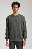 Bisiklet Yaka Haki Regular Custom Sweatshirt 23FWM60143