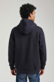 Kapüşonlu Lacivert Slim Fit Hoodie 23FWM64041