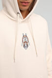 Kapüşonlu Ekru Slim Fit Hoodie 23FWM64046