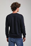 Bisiklet Yaka Lacivert Slim Fit Sweatshirt 23FWM60145