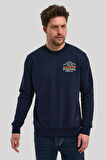 Bisiklet Yaka Lacivert Slim Fit Sweatshirt 23FWM60148