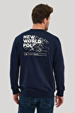 Bisiklet Yaka Lacivert Slim Fit Sweatshirt 23FWM60148