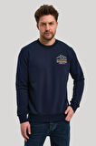 Bisiklet Yaka Lacivert Slim Fit Sweatshirt 23FWM60148