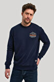 Bisiklet Yaka Lacivert Slim Fit Sweatshirt 23FWM60148