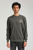Bisiklet Yaka Haki Slim Fit Sweatshirt 23FWM60148