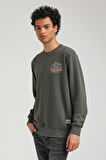 Bisiklet Yaka Haki Slim Fit Sweatshirt 23FWM60148