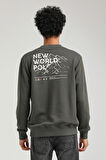 Bisiklet Yaka Haki Slim Fit Sweatshirt 23FWM60148
