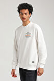 Bisiklet Yaka Ekru Slim Fit Sweatshirt 23FWM60148