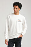 Bisiklet Yaka Ekru Slim Fit Sweatshirt 23FWM60148