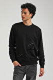 Bisiklet Yaka Siyah Slim Fit Sweatshirt 23FWM60150