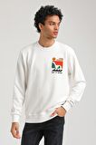 Bisiklet Yaka Ekru Slim Fit Sweatshirt 23FWM60151