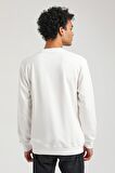 Bisiklet Yaka Ekru Slim Fit Sweatshirt 23FWM60151