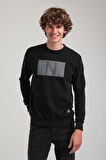 Bisiklet Yaka Siyah Slim Fit Sweatshirt 23FWM60152