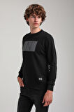 Bisiklet Yaka Siyah Slim Fit Sweatshirt 23FWM60152