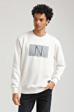 Bisiklet Yaka Ekru Slim Fit Sweatshirt 23FWM60152
