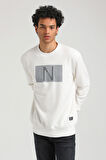 Bisiklet Yaka Ekru Slim Fit Sweatshirt 23FWM60152