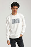 Bisiklet Yaka Ekru Slim Fit Sweatshirt 23FWM60152