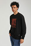 Bisiklet Yaka Siyah Slim Fit Sweatshirt 23FWM60153
