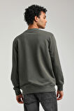 Bisiklet Yaka Haki Slim Fit Sweatshirt 23FWM60153