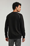 Bisiklet Yaka Siyah Slim Fit Sweatshirt 23FWM60154